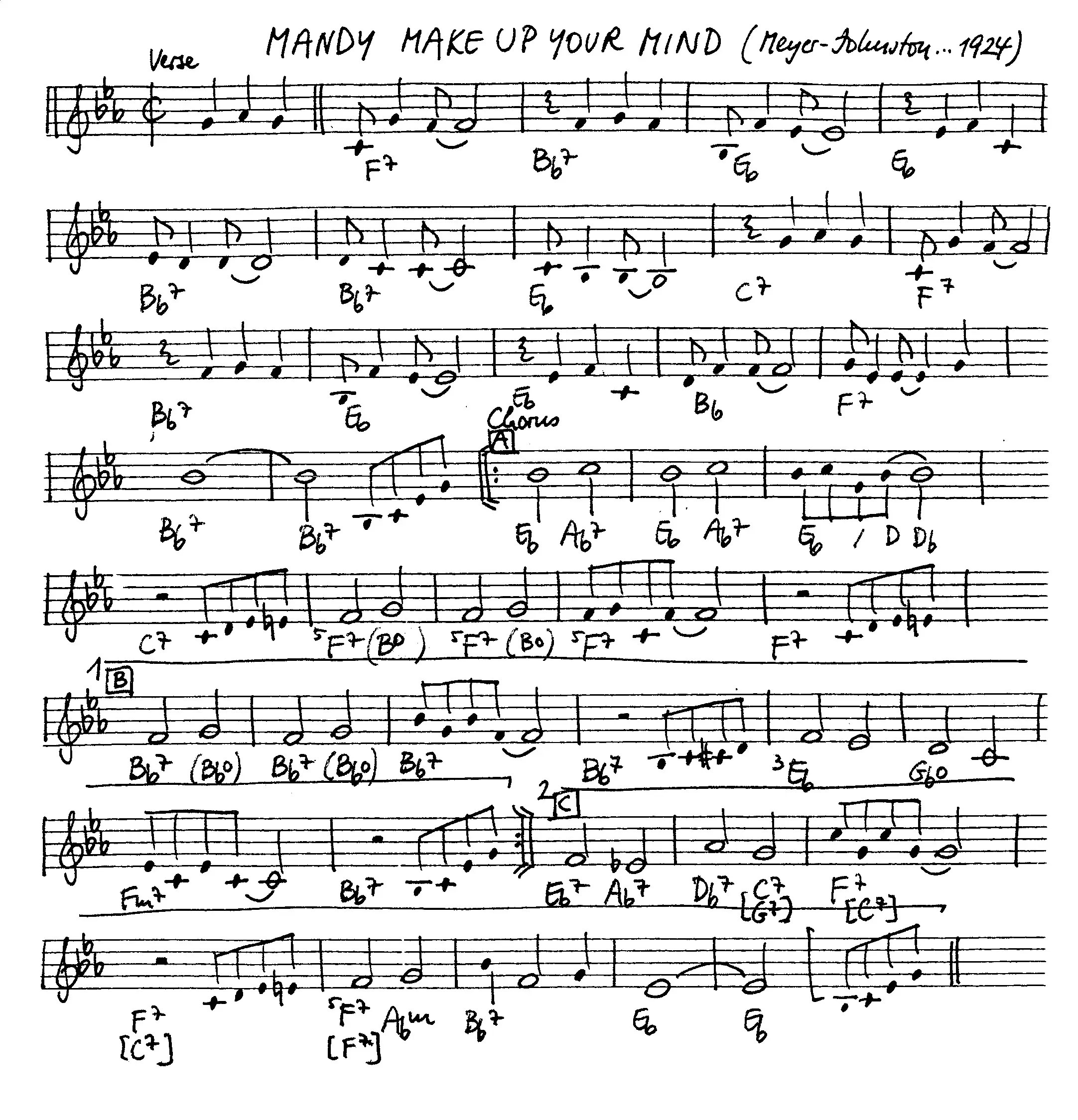 mandy make up your mind free jazz leadsheet - Courtesy of the Jungle Jazz Band